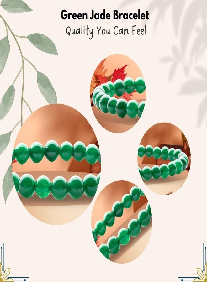 Plus Value Natural Green Jade Bracelet 6mm Beads Jade Stone Bracelet to Attract Money, Wealth, Reiki Healing Crystal for Men, Women (Jute Bag) - Image 3