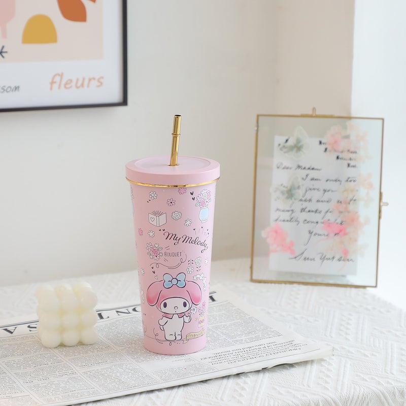 Cute Phnom Penh 304 Stainless Steel Thermos Cup Large Capacity 750Ml Cartoon Vacuum Double-Layer Suction Cup Ice Bully Cup - Image 1