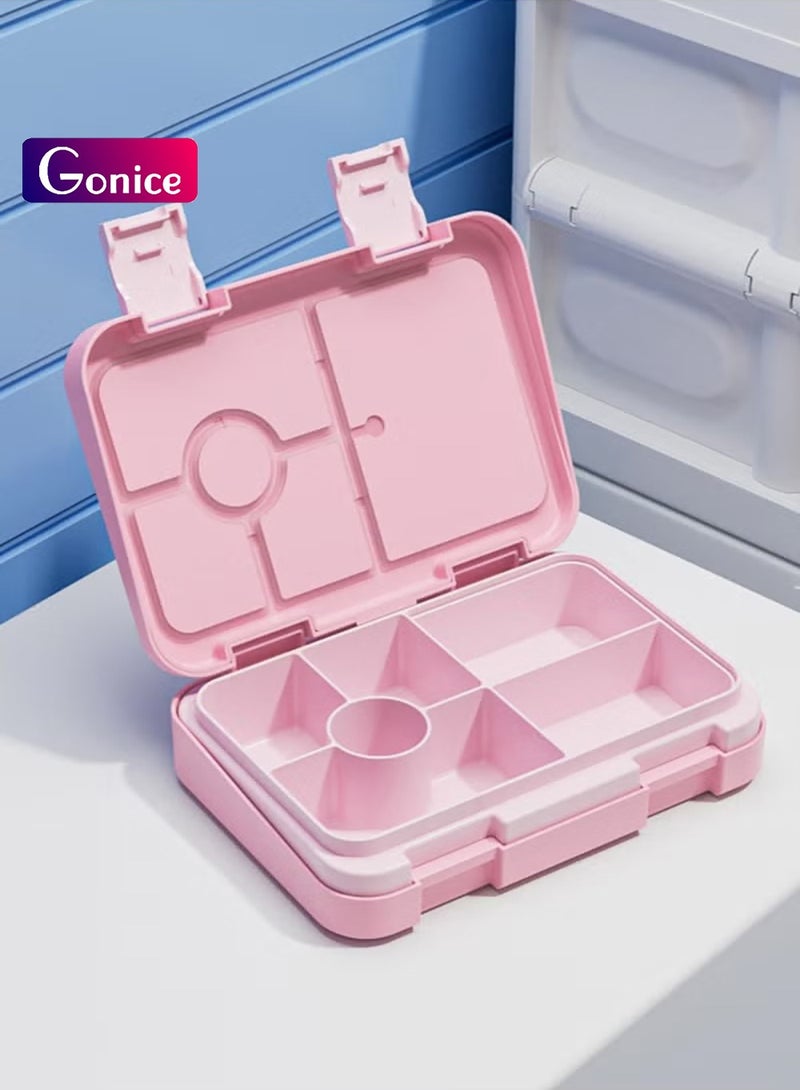 Gonice Lunch Box for Kids, 810ML Bento Box Adult Lunch Box with 6 Compartment, Leakproof Snack Boxes with Utensil Sauce Dressing Containers, Reusable On-the-Go Meal and Snack Packing  - Image 1