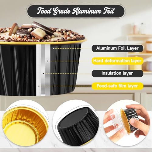 CXIIPOL 60 Pack 5 OZ Round Mini Cake Pans with Lids, Disposable Aluminum Foil Baking Pans with Lids, Mini Cake Containers for Birthday Party, Wedding, Baby Shower, Holiday Celebration - Image 3