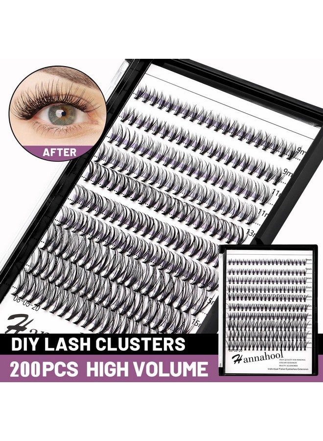 Hannahool 200Pcs 20Roots Individual False Lashes Mixed 8-10-12-14mm/9-11-13-15mm/10-12-14-16mm/16-18mm/18-20mm 0.07 Thickness Natural Cluster Lashes Makeup Volume Eye Lashes Extensions (9-11-13-15mm) - Image 3
