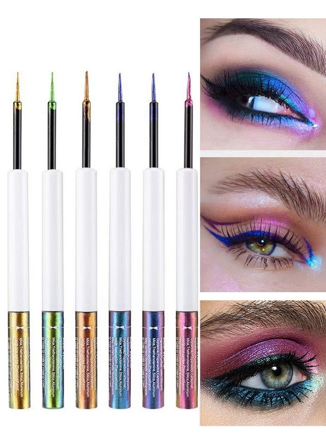 LYSdefeu Chameleon Glitter Eyeliner Liquid,Pink Purple Metallic Satin High-Pigmented Color Multi-Reflective Finish Glitter Eye Liner Eyeshadow Pen,Ultra-Fine Tip Eyeliner,Christmas Makeup Gift for Women-06 - Image 5