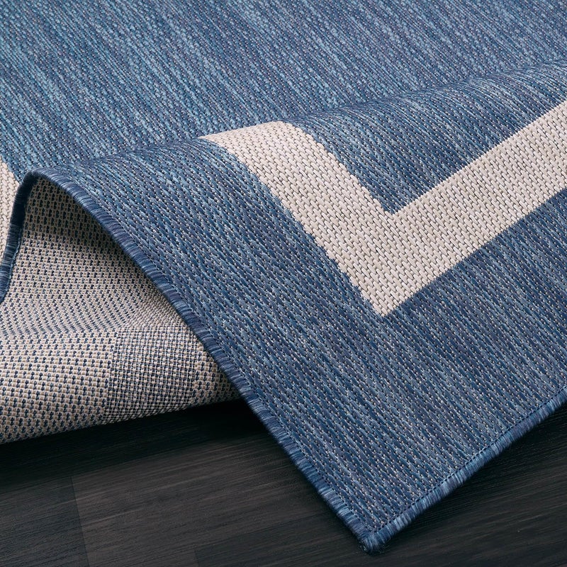 Luul Home Bordered Outdoor Rug 5x7 Washable Outside Carpet for Indoor Patio Porch Waterproof Easy Cleaning Non Shedding Area Rugs Blue 5 x 7 - Image 3