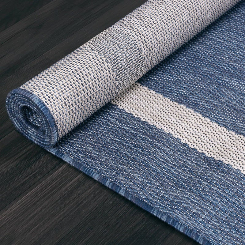 Luul Home Bordered Outdoor Rug 5x7 Washable Outside Carpet for Indoor Patio Porch Waterproof Easy Cleaning Non Shedding Area Rugs Blue 5 x 7 - Image 5