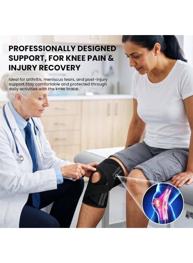 PYC Knee Brace for Men & Women - ACL, MCL, Meniscus Tear Support & Arthritis Pain Relief - Stabilizing Knee Braces Support with Side Stabilizers & Patella Gel Pad - Image 4