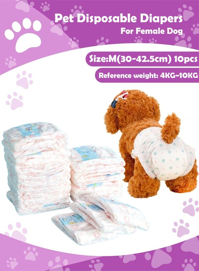 Pet Soft Dog Diapers Female Disposable Dog Diapers Cat Diapers for Female Cats Puppy Diapers M 10 Pcs - Image 1