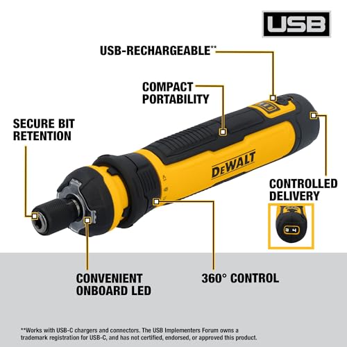 DEWALT Cordless Screwdriver USB Rechargeable with FLEXDRIVE Control and Screwdriver Bit Set, Electric Screwdriver Cordless with LED Light (DWHT66719) - Image 2
