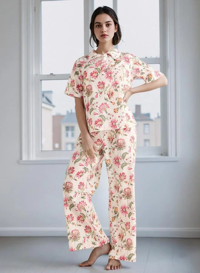 Splash FAV Floral Print Cotton Pyjama Set
