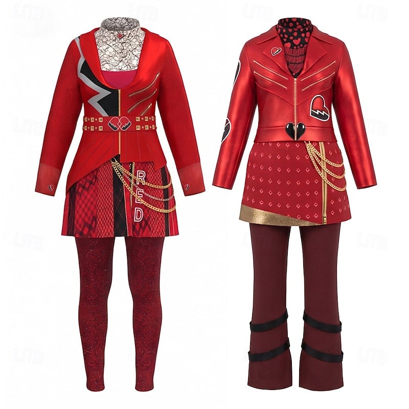 Y&D Halloween Costume Red Heart Princess Fantasy Villain Heir Descendants Wicked Wonderland Cosplay Mum and Daughter Adults' Women's Halloween Carnival Party Performance Stage Easy Halloween Costumes - Image 3