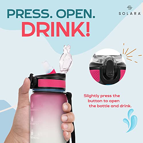 SOLARA Sipper Water Bottle for adults 1 Litre, Leakproof, BPA-Free & Durable Tritan, Water Bottle for Gym, Kids, School & Office, Motivational Time Marker, 1Ltr Sipper Bottle with straw, Red Skies - Image 5