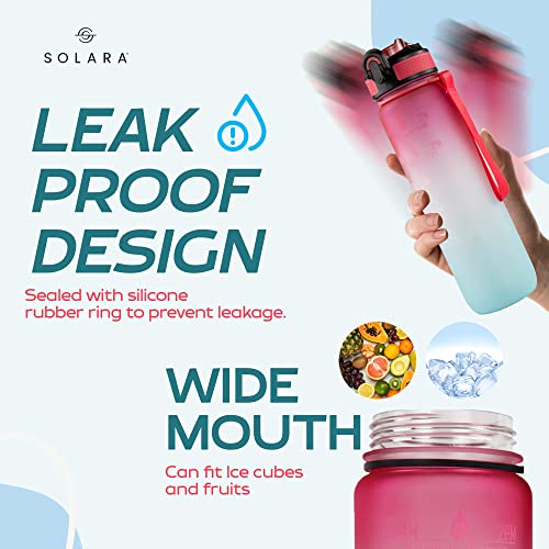 SOLARA Sipper Water Bottle for adults 1 Litre, Leakproof, BPA-Free & Durable Tritan, Water Bottle for Gym, Kids, School & Office, Motivational Time Marker, 1Ltr Sipper Bottle with straw, Red Skies - Image 3