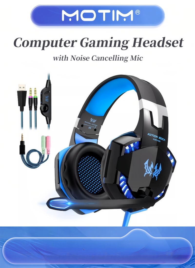 Motim Computer Gaming Headset Over-Ear Stereo Sound with Noise-Cancelling Mic Comfortable Earpads One-Key Control - Image 1