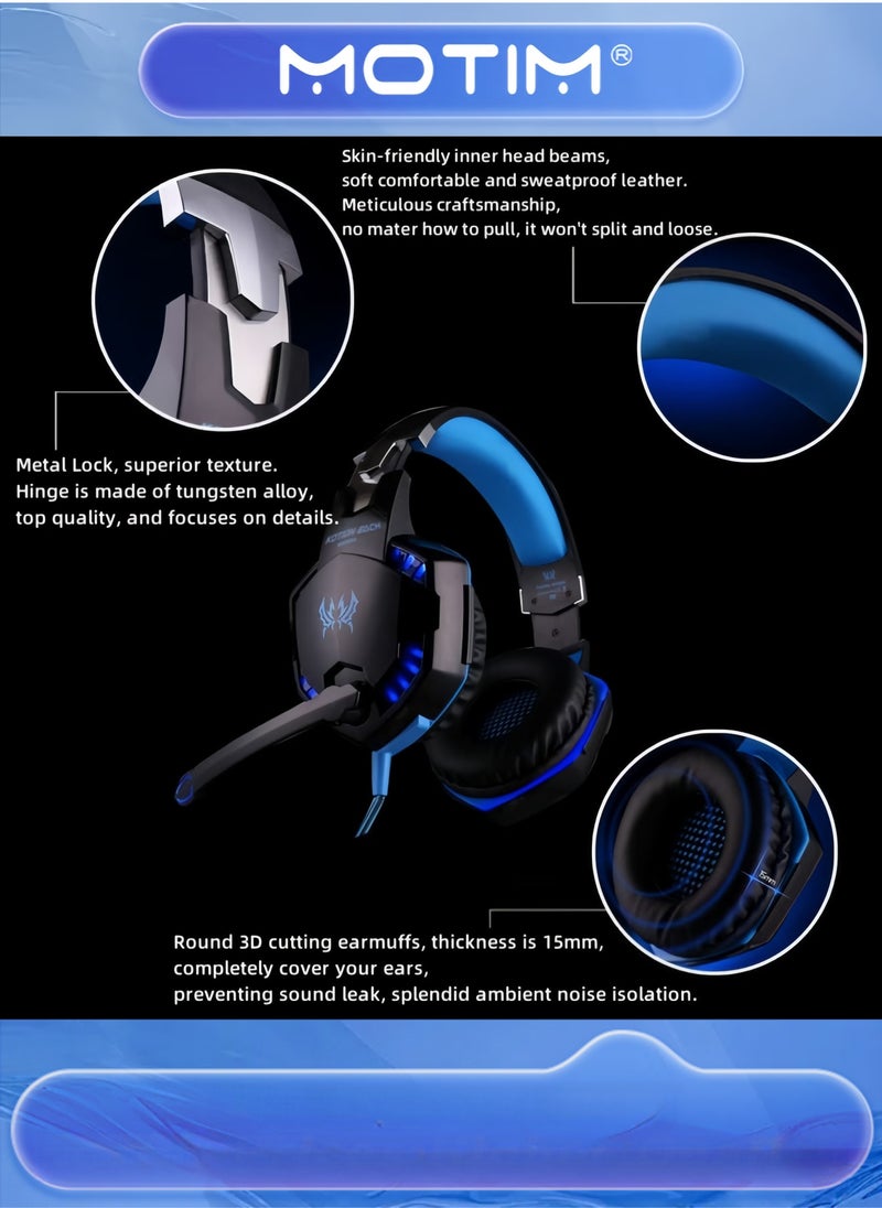 Motim Computer Gaming Headset Over-Ear Stereo Sound with Noise-Cancelling Mic Comfortable Earpads One-Key Control - Image 4