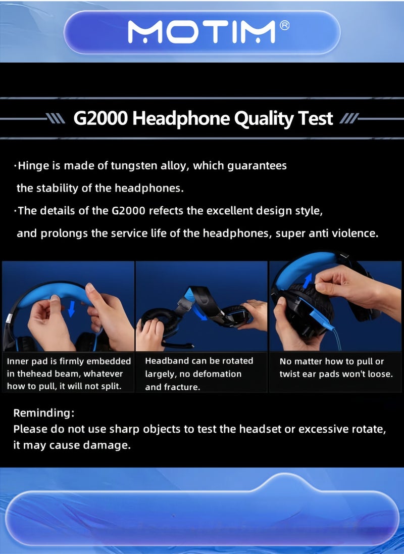 Motim Computer Gaming Headset Over-Ear Stereo Sound with Noise-Cancelling Mic Comfortable Earpads One-Key Control - Image 5