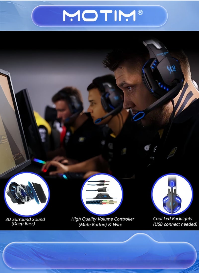 Motim Computer Gaming Headset Over-Ear Stereo Sound with Noise-Cancelling Mic Comfortable Earpads One-Key Control - Image 2