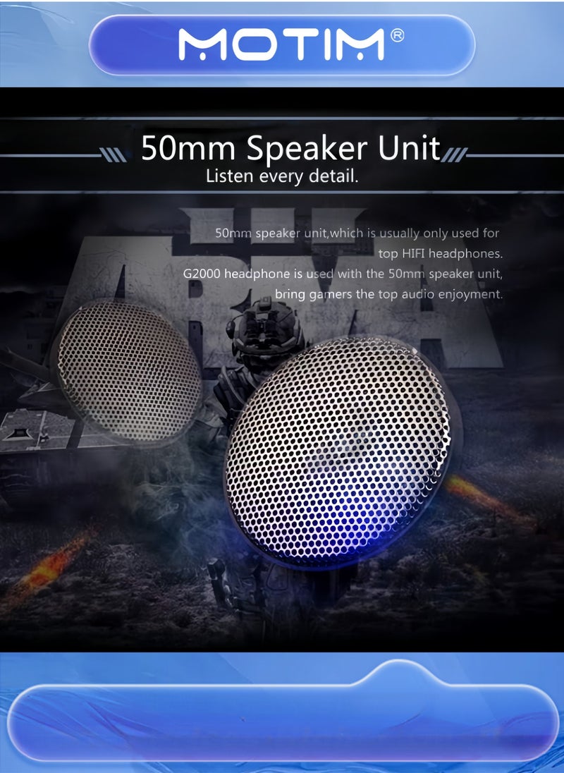 Motim Computer Gaming Headset Over-Ear Stereo Sound with Noise-Cancelling Mic Comfortable Earpads One-Key Control - Image 3