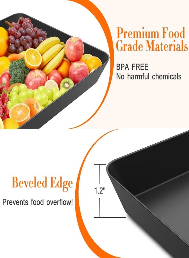 WOWBOX 4 pcs Serving Tray for Entertaining, Serving Platters for Snacks, Fruit, Cookies, Dessert, Reusable Plastic Trays for Serving Food and Pantry Organization in Kitchen & for Parties, (Black) - Image 3