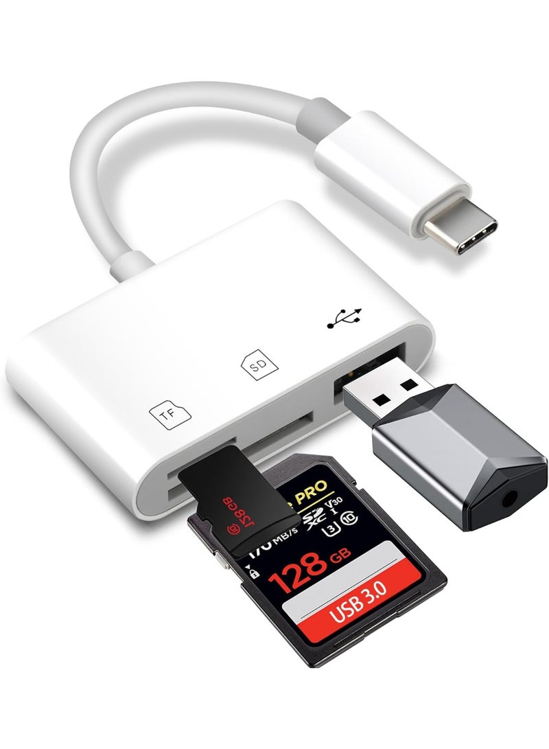 USB C SD Card Reader, SD Card Reader for iPhone 15 16 iPad/Mac/Android Devices, 3 in 1 Memory Card Reader with SD/MicroSD u0026 USB Port, Plug and Play - Image 1