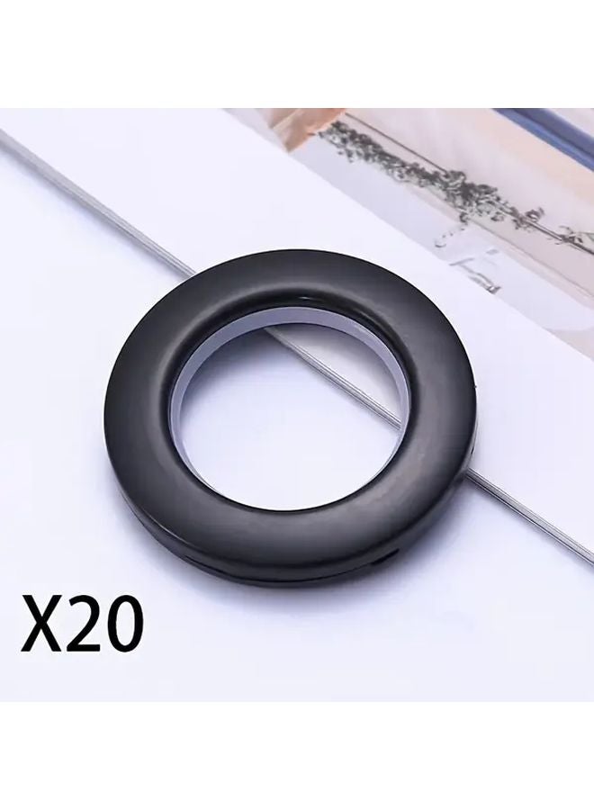 حلقات O سوداء 20 قطعة للستائر والستائر الثقيلة المضادة للضوضاء - حلقات بديلة - Image 1