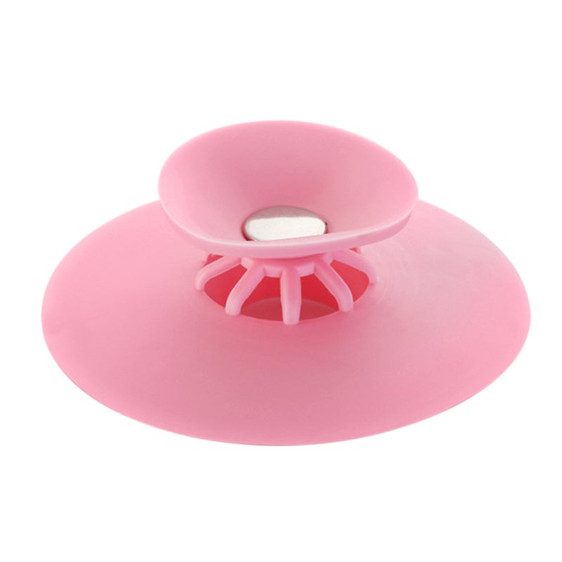 Bathtub Stopper: Pink Soft Silicone - Press Suction Leak Proof Hair Catcher for Bathroom Bathtub Kitchen Laundry Sinks - Image 1