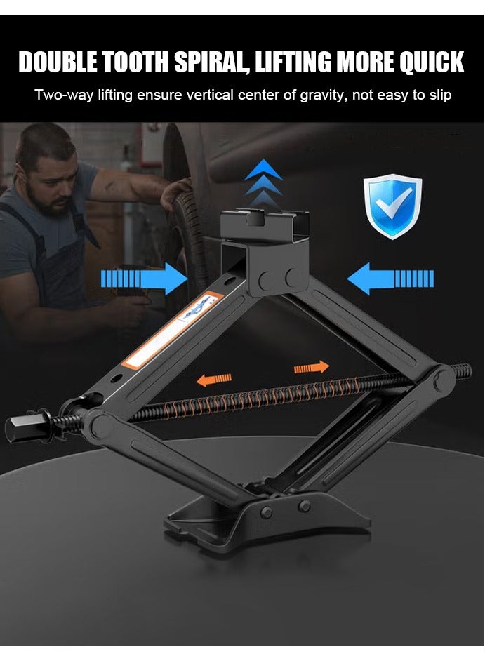 Beauenty Scissor Lift Jack, Compact Car Jack Kit for Auto SUV, RV, MPV with Smart Ratchet Design, Heavy Duty Tire Changing Kit Lifting 2 Ton (4409 lbs) Tire Jack. - Image 3