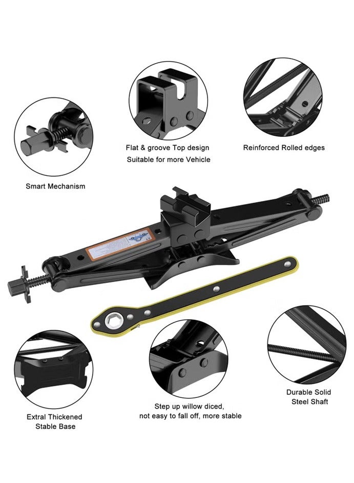 Beauenty Scissor Lift Jack, Compact Car Jack Kit for Auto SUV, RV, MPV with Smart Ratchet Design, Heavy Duty Tire Changing Kit Lifting 2 Ton (4409 lbs) Tire Jack. - Image 4