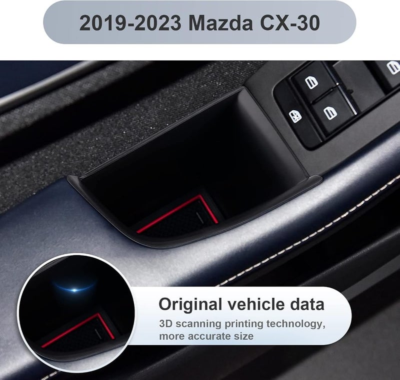 SKTU Car Side Storage Box for 2019-2023 Mazda3 2020-2023 CX-30 CX30 Door Handle Organizer Phone Container Key Holder ABS Tray Insert Glove Pallet (2PCS Front) - Image 4