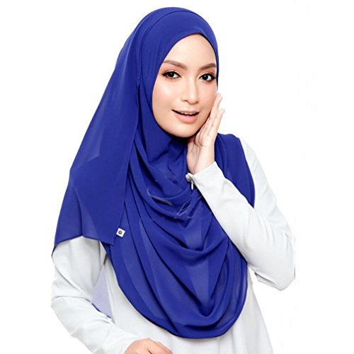 LMVERNA Muslim chiffon scarf shawls popular Hijab Long Scarf wrap scarves (Royal blue) - Image 1