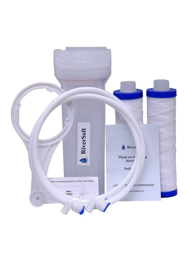 RiverSoft PreRO-10-STR RO prefilter Semi-transparent assembly with additional MLT cartridge | Compatible with All RO Water Purifier (3/8 inch / 10 mm connection, Semi-transparent, PP) - Image 1