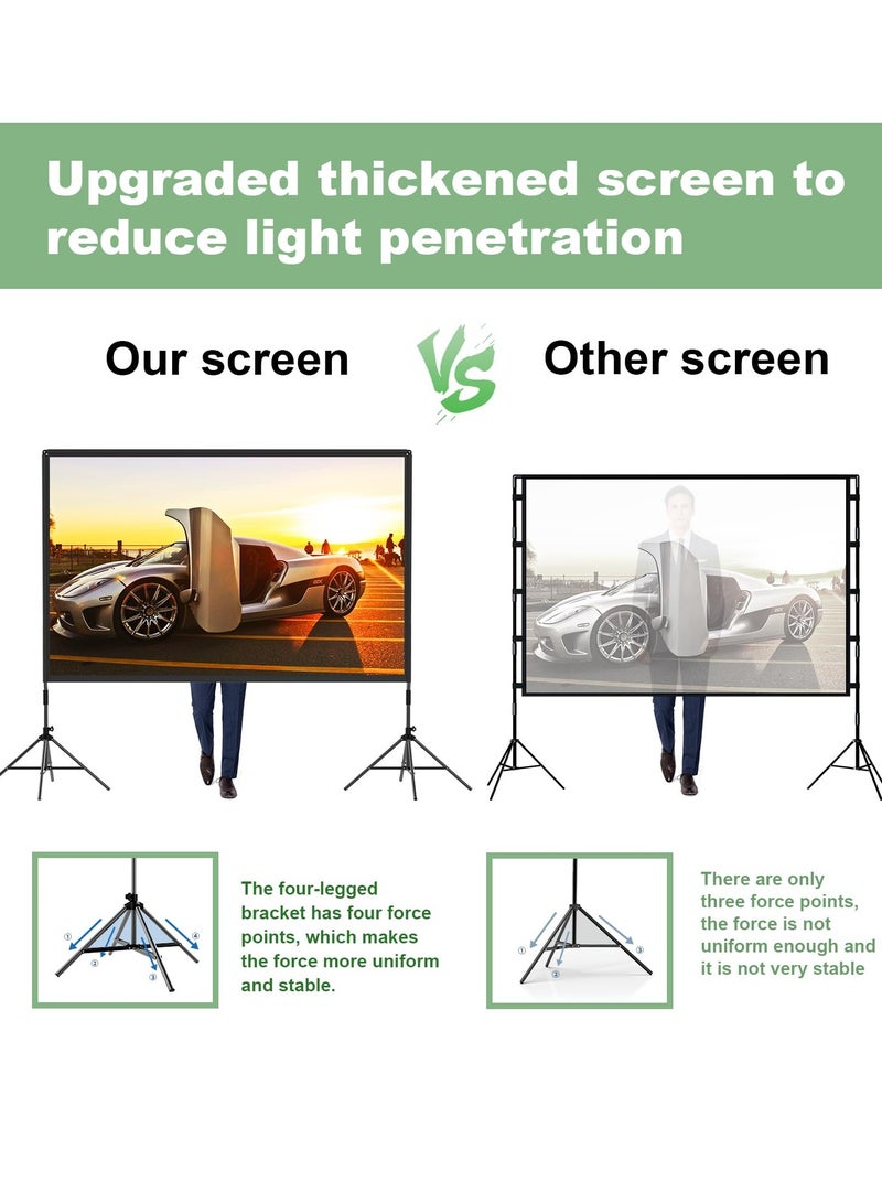 FlashHawk Projector Screen with Stand -84 inch 16:9 4K HD Portable Outdoor Indoor Projector Screen Rear Front Projection Screen Lightweight Movie Screen with Four-Legged Frame Carry Bag for Home Theater - Image 4