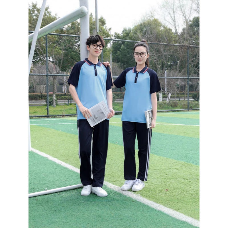Blue And White School Uniform Sports Suit Junior High School Student Sports Meeting Class Uniform Student Summer High School Short-Sleeved Men'S And Women'S T-Shirt - Image 4