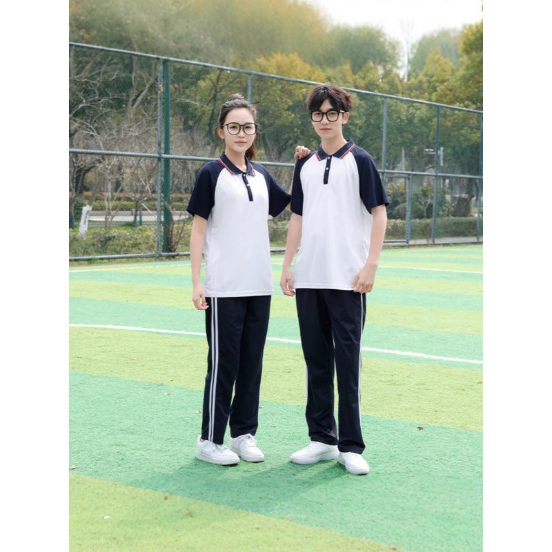Blue And White School Uniform Sports Suit Junior High School Student Sports Meeting Class Uniform Student Summer High School Short-Sleeved Men'S And Women'S T-Shirt - Image 3
