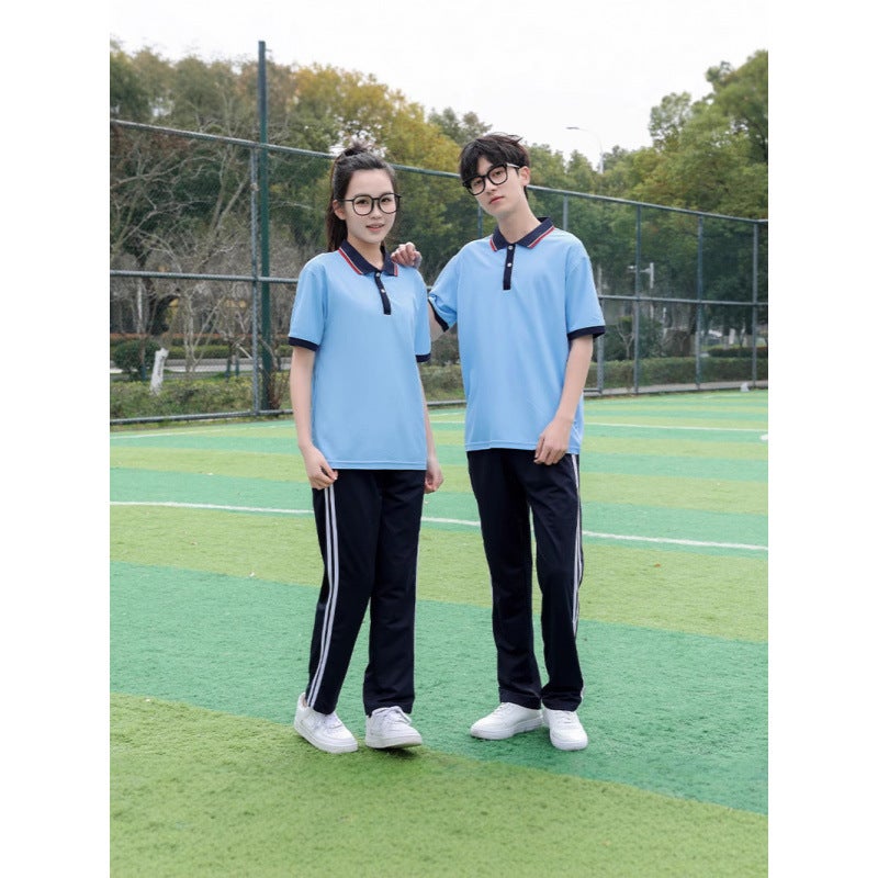 Blue And White School Uniform Sports Suit Junior High School Student Sports Meeting Class Uniform Student Summer High School Short-Sleeved Men'S And Women'S T-Shirt - Image 2