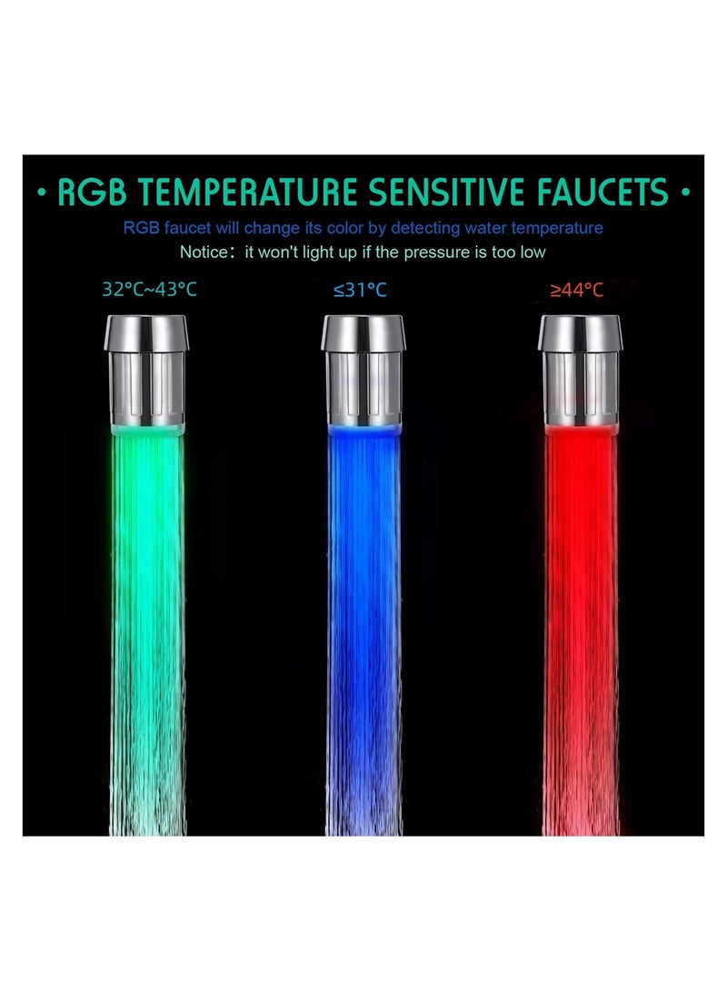 Excefore Color Changing Faucet Adapter, 3 Color Change Automatically LED Water Faucet, for Kitchen and Bathroom, Fixed LED Faucet  - Image 3