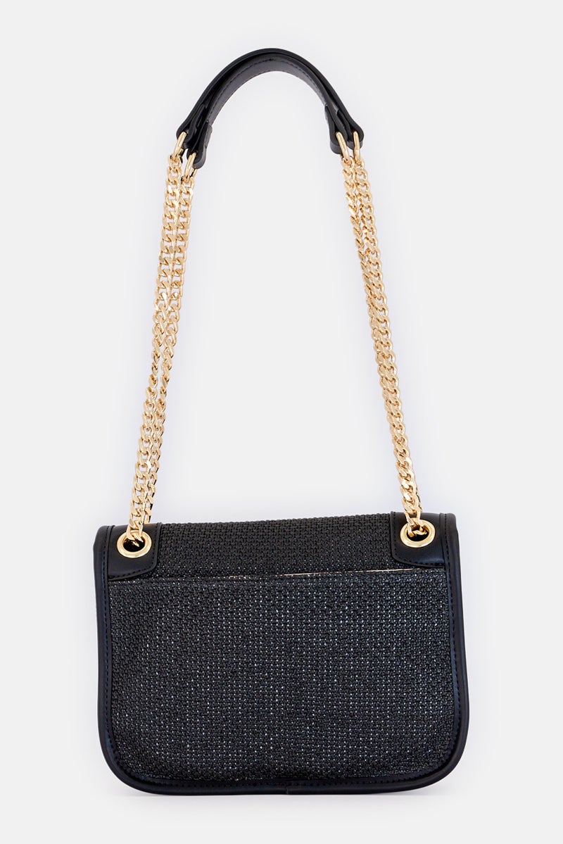 SISLEY Women Brand Logo Shoulder Bag, Black - Image 2