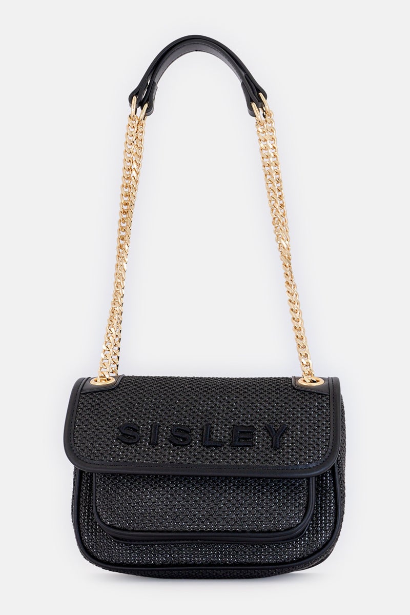 SISLEY Women Brand Logo Shoulder Bag, Black - Image 1