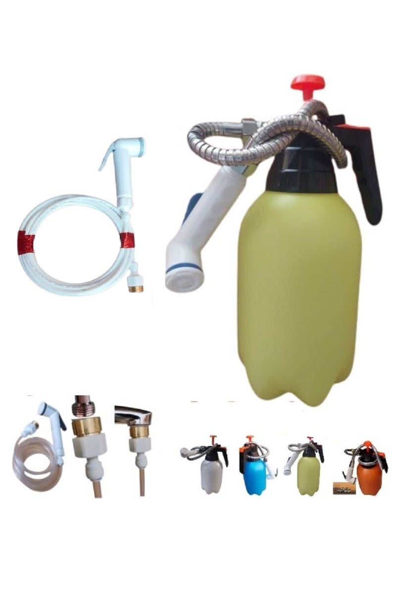 100% Professional choice Bathroom shattaf with a 2-meter hose for travel in a small bag with a 2-liter desert shattaf bottle in the event that there is no water source - Image 1