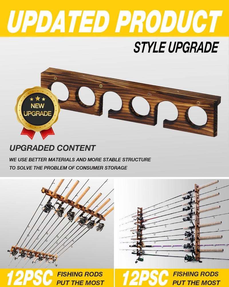 Ghosthorn Holds Up to 6 Rods Fishing Pole Rod Racks Wall or Ceiling Mounted Fishing Pole Rod Holders for Garage Storage Organizer Fishing Gear Equipment for Men Women - Image 3