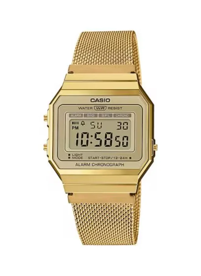 CASIO Unisex Digital Display Watch With Gold Stainless Steel Strap - A700WMG-9ADF