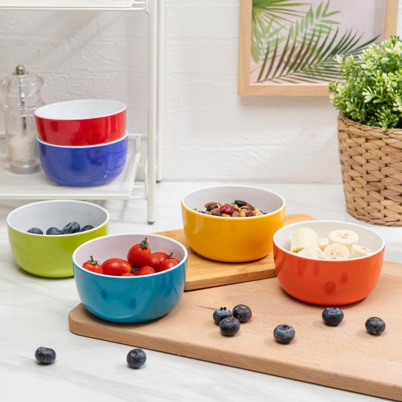 bzyoo Set of 6 Small Bowls 45 143 OZ ColorPop Melamine Bowls Dipping Bowls Dessert Snack Bowls Small Serving Bowls for Side Dishes Soups Salads Ice Cream and Parties  Bright - Image 2