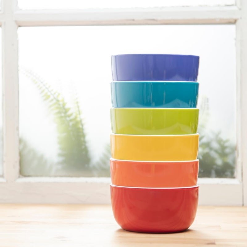 bzyoo Set of 6 Small Bowls 45 143 OZ ColorPop Melamine Bowls Dipping Bowls Dessert Snack Bowls Small Serving Bowls for Side Dishes Soups Salads Ice Cream and Parties  Bright - Image 1