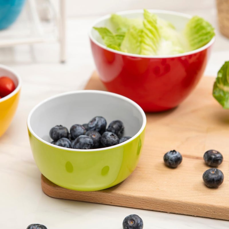 bzyoo Set of 6 Small Bowls 45 143 OZ ColorPop Melamine Bowls Dipping Bowls Dessert Snack Bowls Small Serving Bowls for Side Dishes Soups Salads Ice Cream and Parties  Bright - Image 4