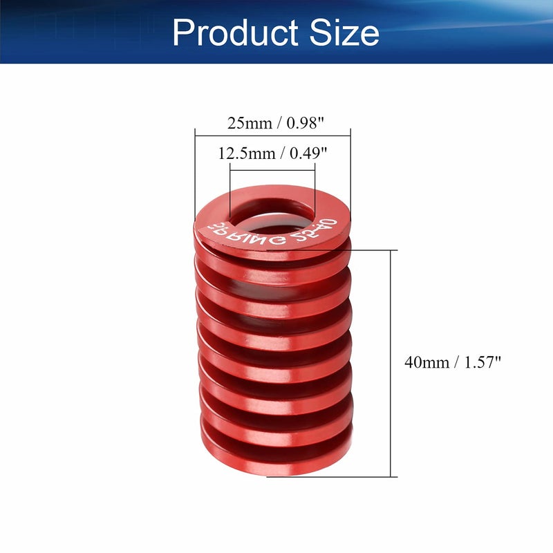 Metal Spring，Springs Compression Spring, 25mm OD 12.5mm ID 40mm Long Spiral Stamping Middle Load Compression Mould Die Spring, for Mechanical Equipment 3D Printer Accessories Red Tone 1pcs - Image 2