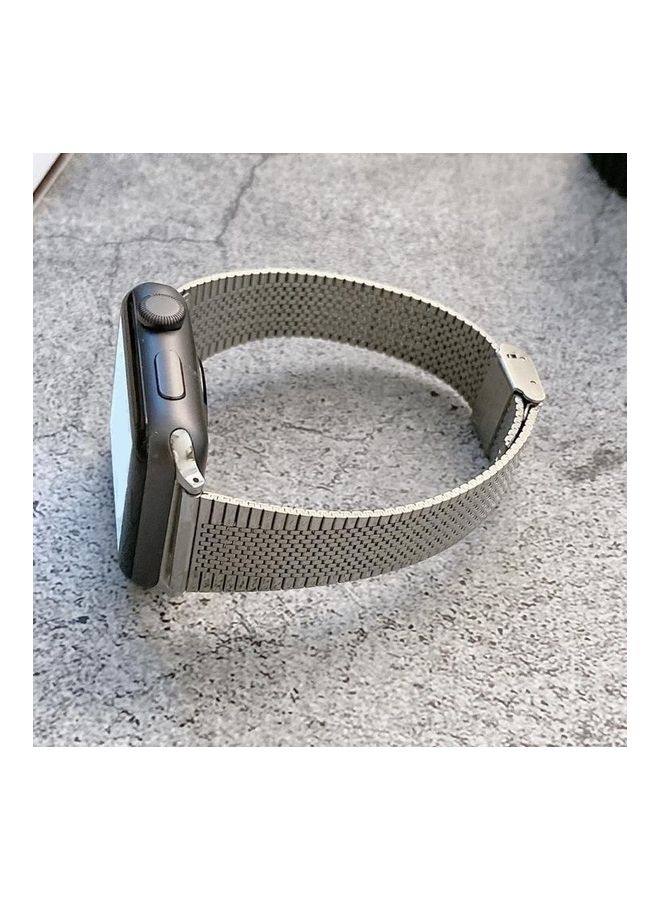 NIBEMINENT Ethnic Replacement Watchband for Apple Watch Series 1/2/3/4/5/6/7/SE 38/40/41mm Silver - Image 1