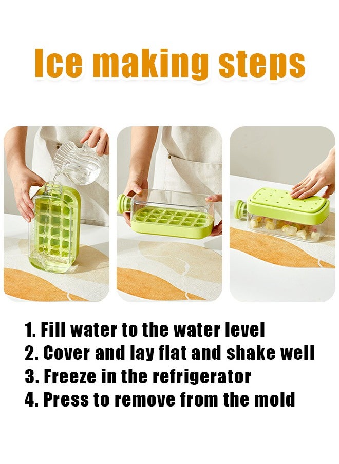 Ice Cube Bottle, 2025 NEW 2 in 1 Touch-Free 28oz Ice Cube Cup Tray Water Bottle with Lid and Bin,Ice Maker Bottle, Silicone Water Bottle Ice Cube Tray Press Easy Ice Release for Coffee, Juice and Beverages