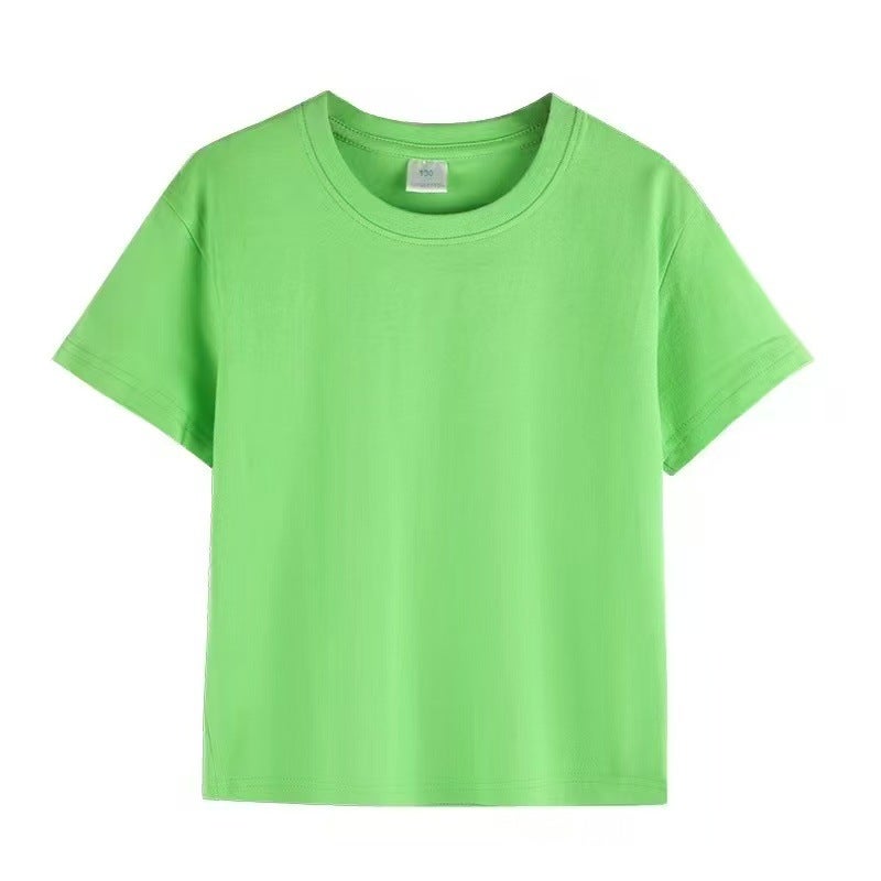 180G Children'S Pure Cotton Round Neck Short-Sleeve Casual Versatile Trendy Popular Solid Color Children'S T-Shirt Top - Image 1