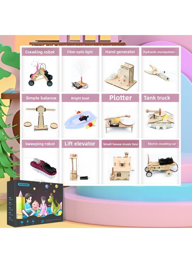 61 Children's Science Experiment Diy Science And Technology Small Production Primary School Children's Physical Toy Material Suit-Color:Grade 5 12-piece Premium Edition - Image 1