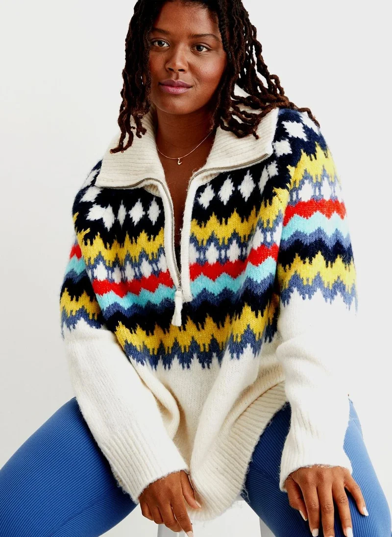 Aerie Zip Detail Sweater