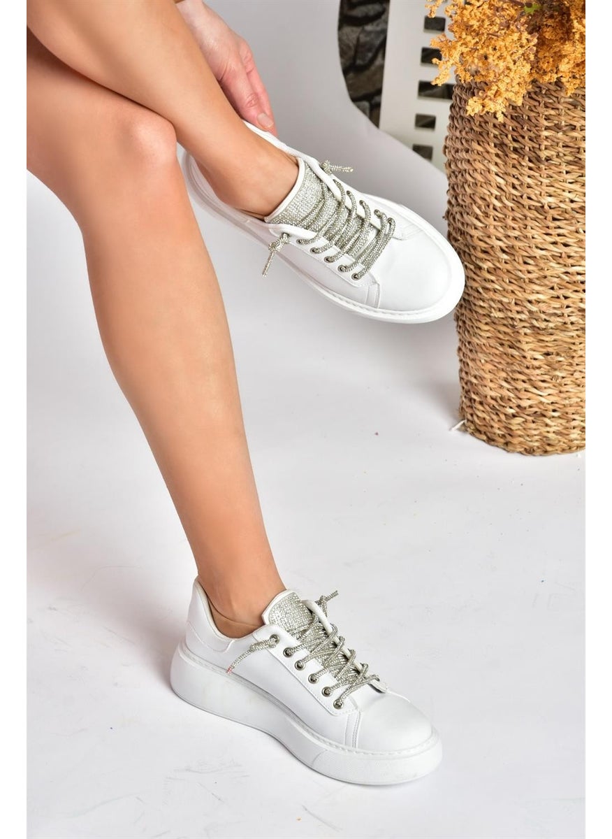 Fox Shoes - P602001709 White Stone Lace-Up Women's Sports Shoes Sneakers - Image 1