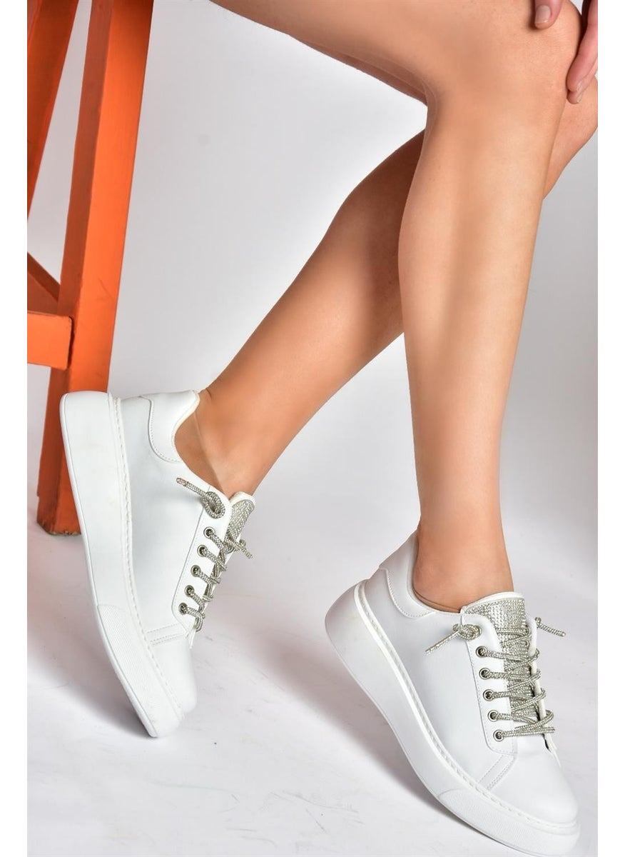 Fox Shoes - P602001709 White Stone Lace-Up Women's Sports Shoes Sneakers - Image 1